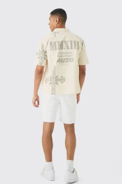 boohooMAN Oversized Revere Cross Print Shirt | UK| Shirts