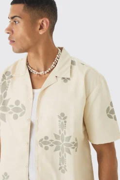 boohooMAN Oversized Revere Cross Print Shirt | UK| Shirts