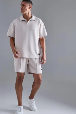 boohooMAN Oversized Revere Scuba Polo & Short Set | UK| Sets & Co-Ords|Tracksuits