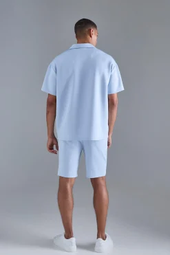 boohooMAN Oversized Revere Scuba Polo & Short Set | UK| Sets & Co-Ords|Tracksuits