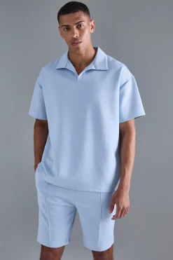 boohooMAN Oversized Revere Scuba Polo & Short Set | UK| Sets & Co-Ords|Tracksuits
