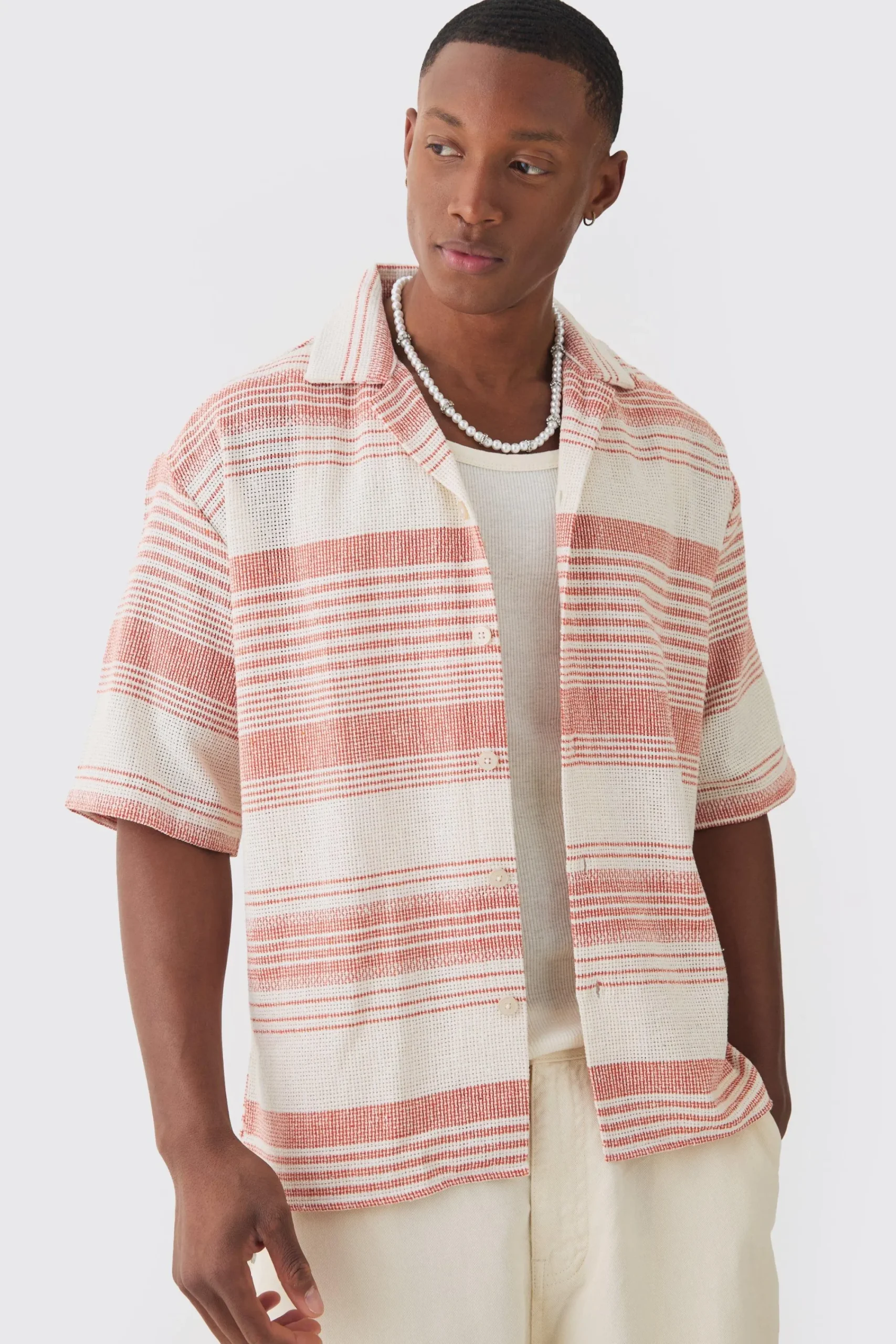 boohooMAN Oversized Revere Short Sleeve Stripe Shirt | UK| Shirts