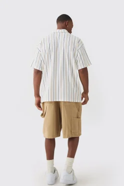 Oversized Revere Striped Crinkle Polo | UK^boohooMAN Discount
