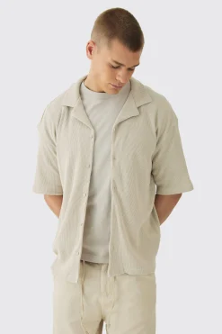 boohooMAN Oversized Revere Waffle Shirt | UK| Shirts
