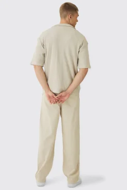 boohooMAN Oversized Revere Waffle Shirt | UK| Shirts