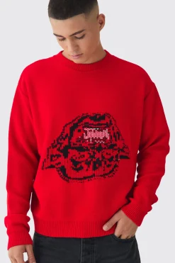 boohooMAN Oversized Reverse Knit Halloween Jumper | UK| Knitwear