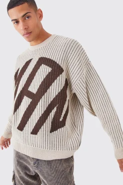 boohooMAN Oversized Ribbed Knitted Crew Neck Jumper | UK| Knitwear
