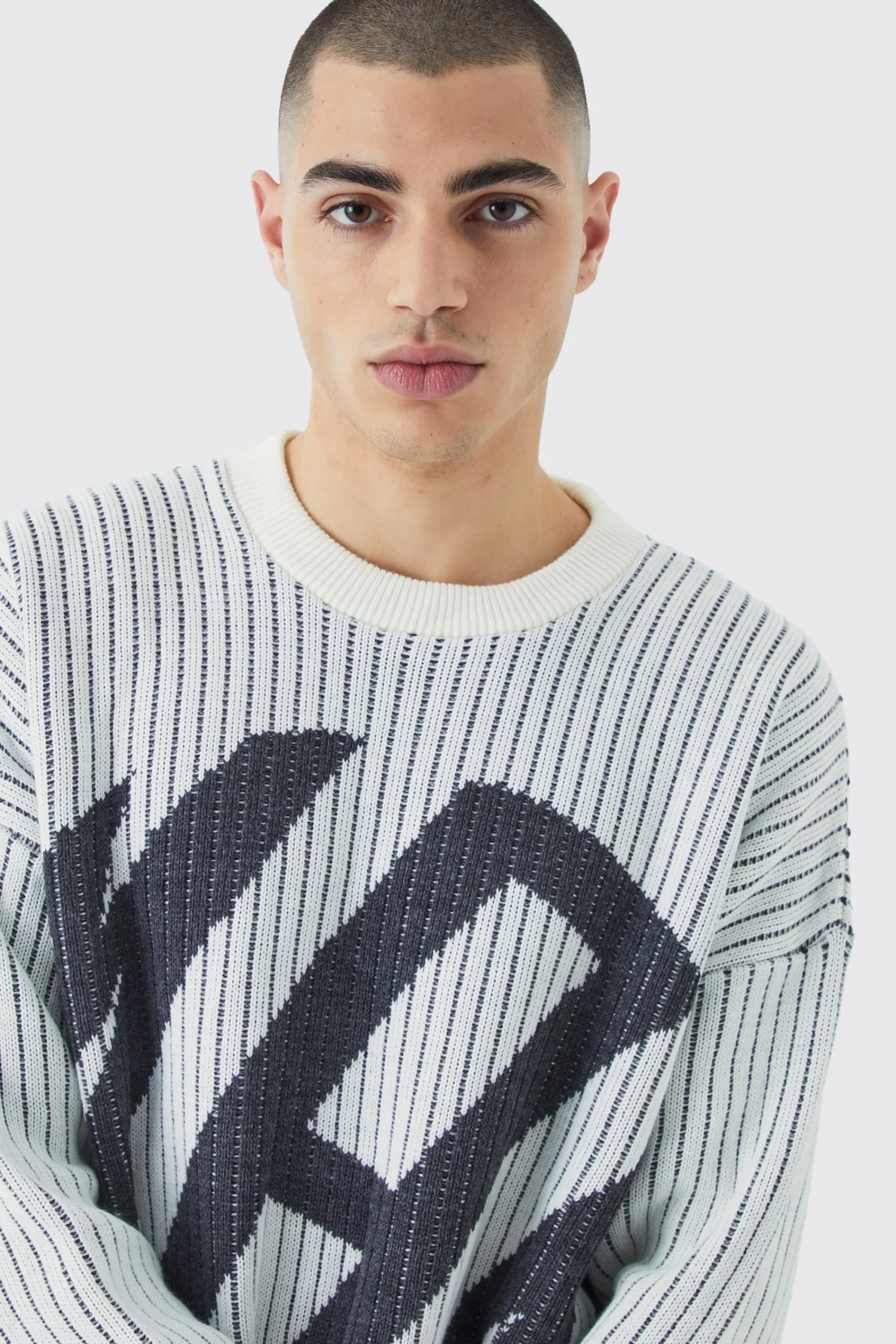 boohooMAN Oversized Ribbed Knitted Crew Neck Jumper | UK| Knitwear