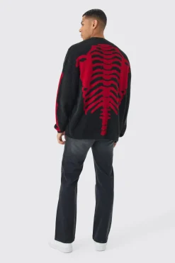 boohooMAN Oversized Ribcage Intarsia Fluffy Knit Cardigan In | UK| Knitwear