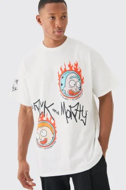 Oversized Rick And Morty Cartoon License T-shirt | UK^boohooMAN New