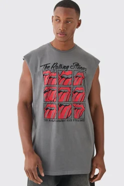 Oversized Rolling Stones License Tank | UK^boohooMAN Discount