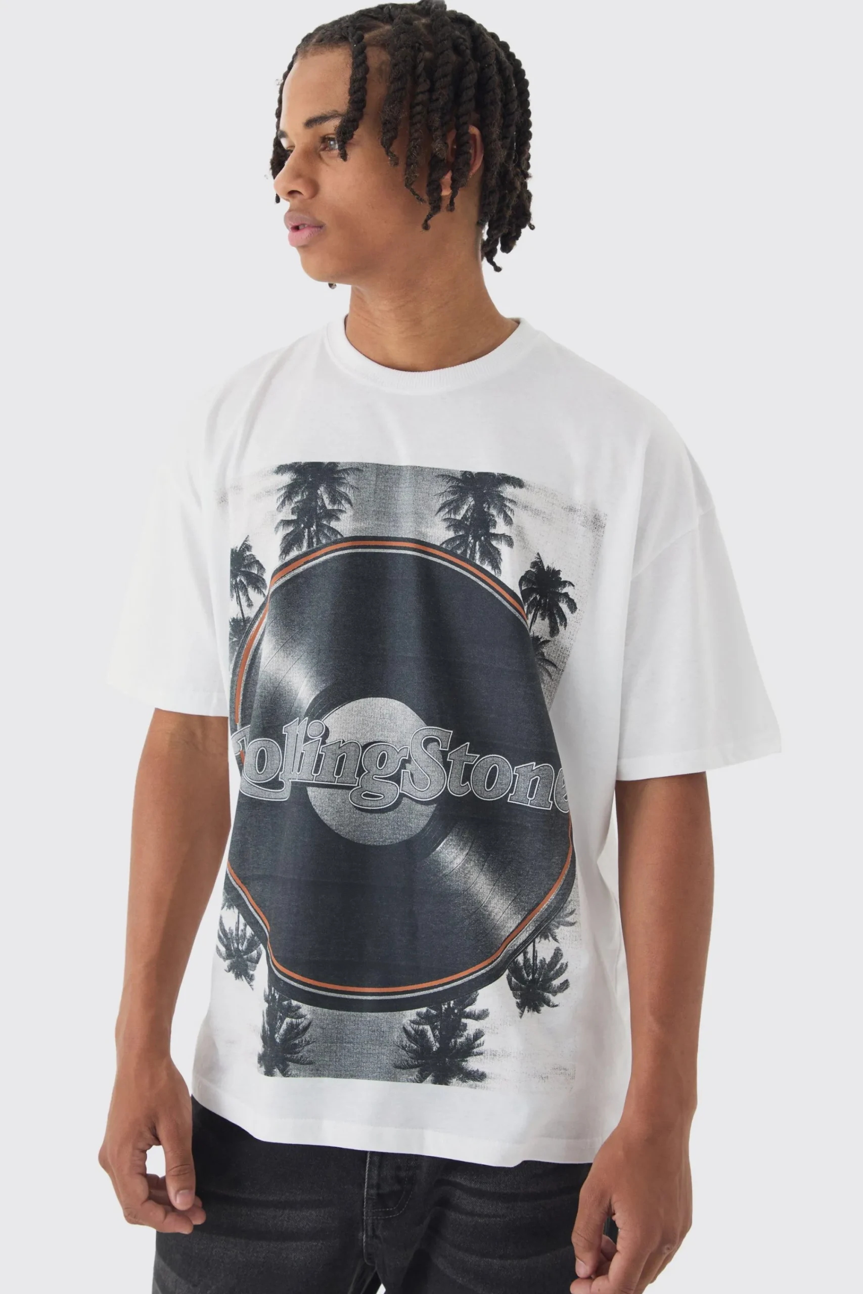 Oversized Rolling Stones Record License Print T-Shirt | UK^boohooMAN New