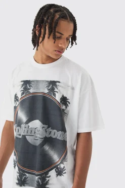 Oversized Rolling Stones Record License Print T-Shirt | UK^boohooMAN New