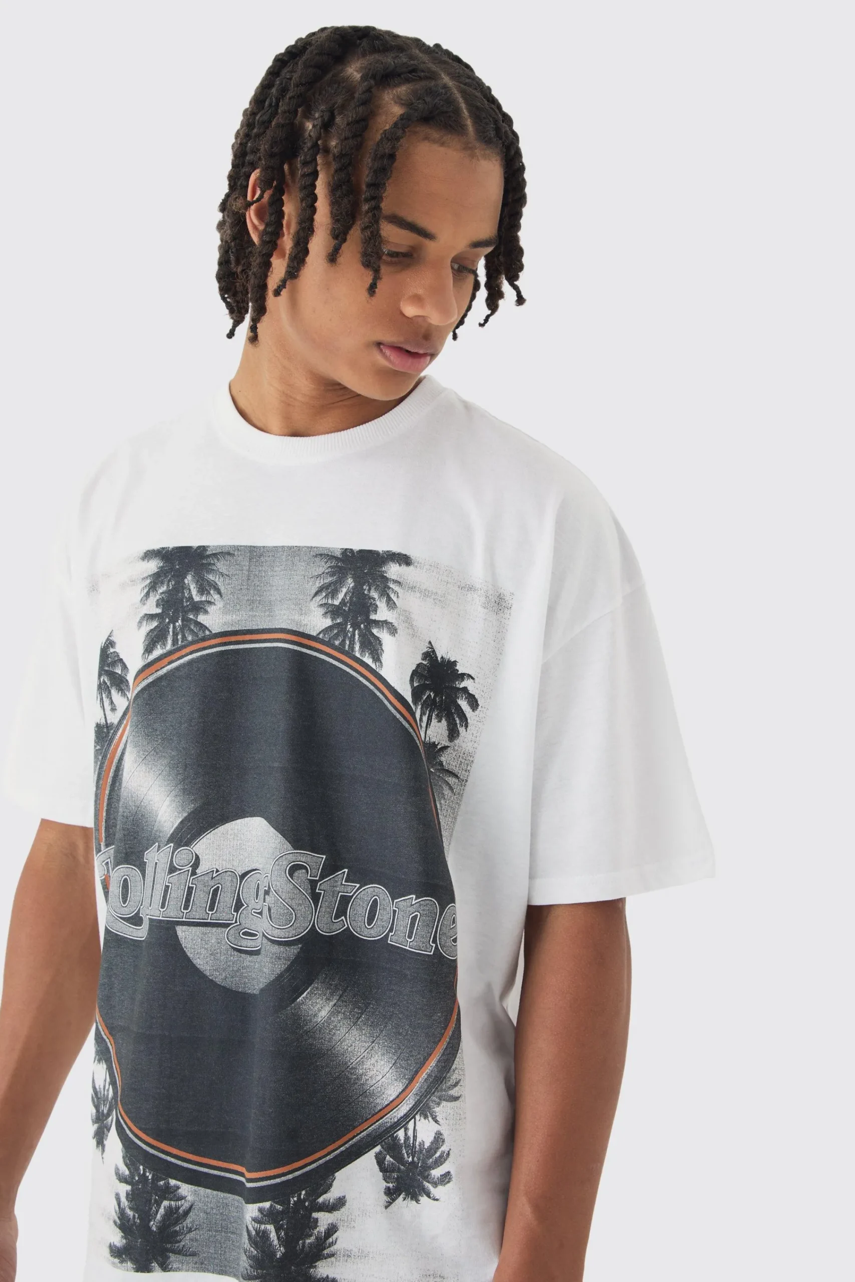 Oversized Rolling Stones Record License Print T-Shirt | UK^boohooMAN New