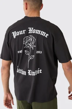 Oversized Rose Line Drawing T-shirt | UK^boohooMAN Best
