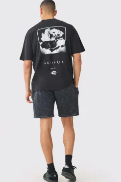 Oversized Rose Print T-shirt | UK^boohooMAN Outlet