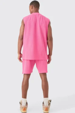 boohooMAN Oversized Rose Skull Waffle Large Printed Tank & Shorts Set | UK| Tracksuits