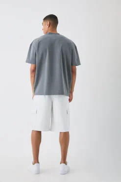 Oversized Rubber Print Heavyweight T-shirt | UK^boohooMAN Online