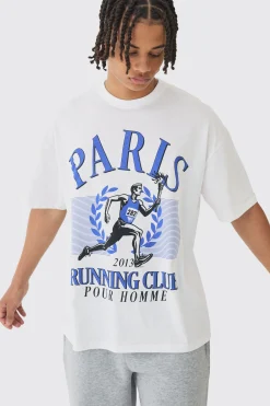 Oversized Running Club Print T-Shirt | UK^boohooMAN
