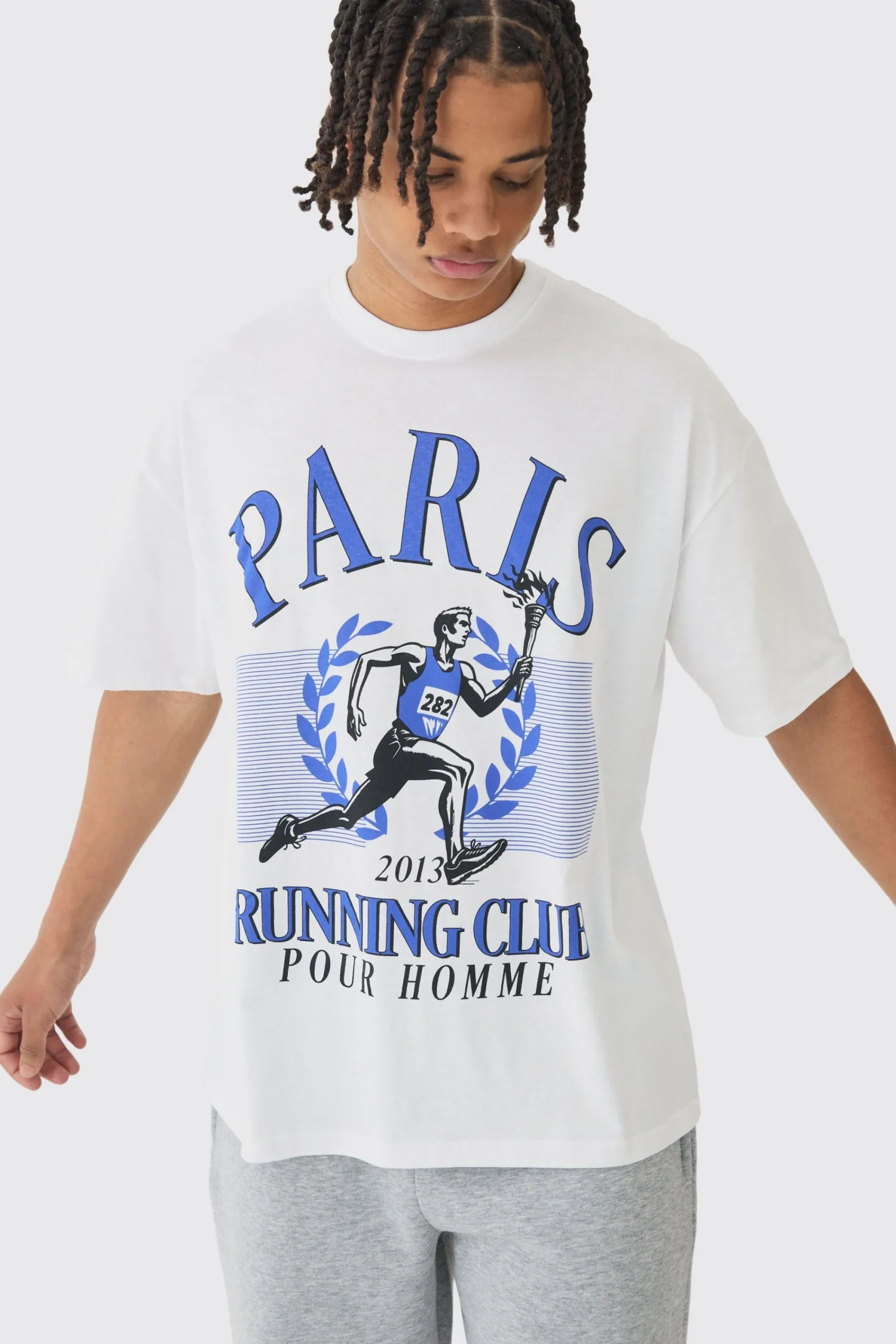 Oversized Running Club Print T-Shirt | UK^boohooMAN