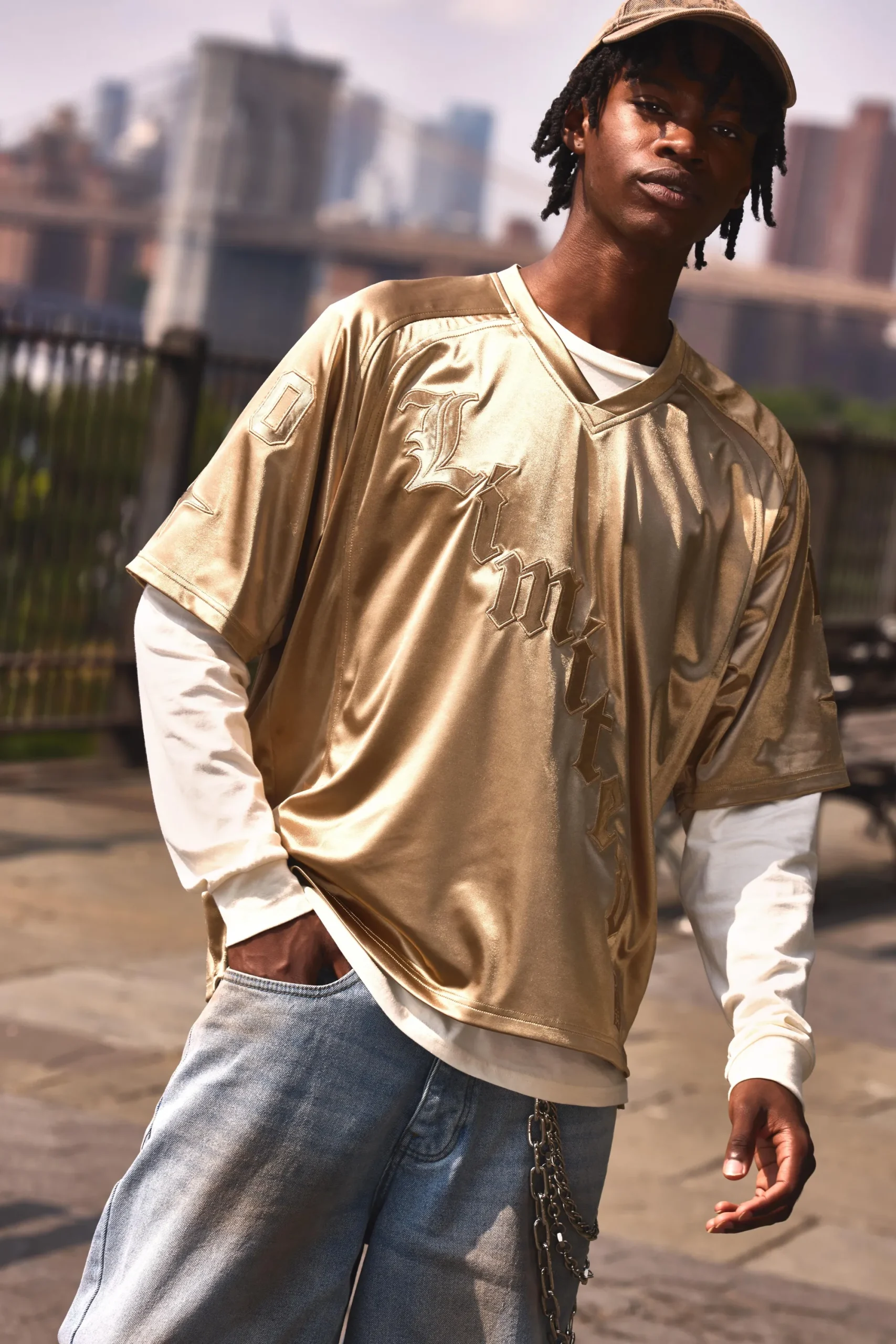 Oversized Satin Applique Varsity Top | UK^boohooMAN New