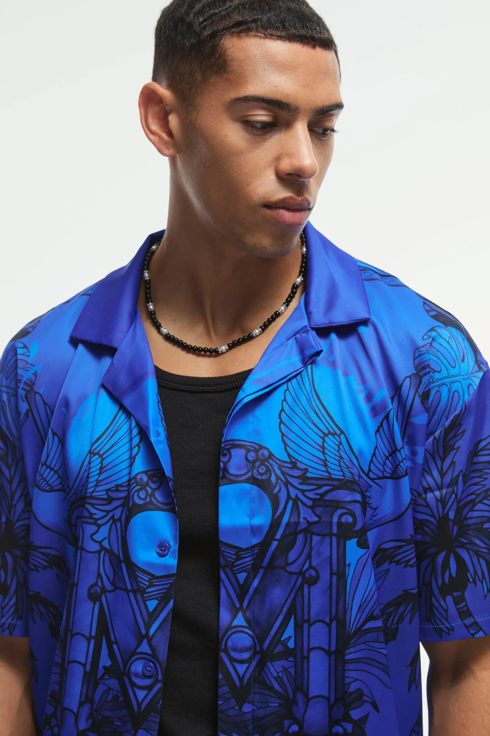 boohooMAN Oversized Satin Exclusive Collection Revere Shirt | UK| Shirts