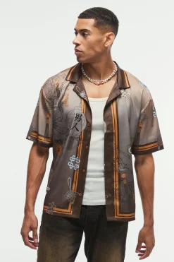 boohooMAN Oversized Satin Floral Shirt | UK| Shirts