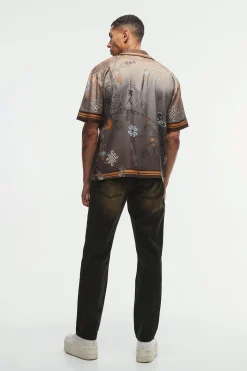 boohooMAN Oversized Satin Floral Shirt | UK| Shirts