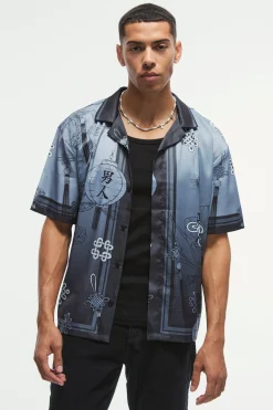 boohooMAN Oversized Satin Floral Shirt | UK| Shirts
