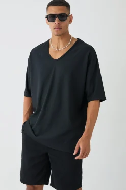 Oversized Scoop Neck Ottoman Rib T-Shirt | UK^boohooMAN Best