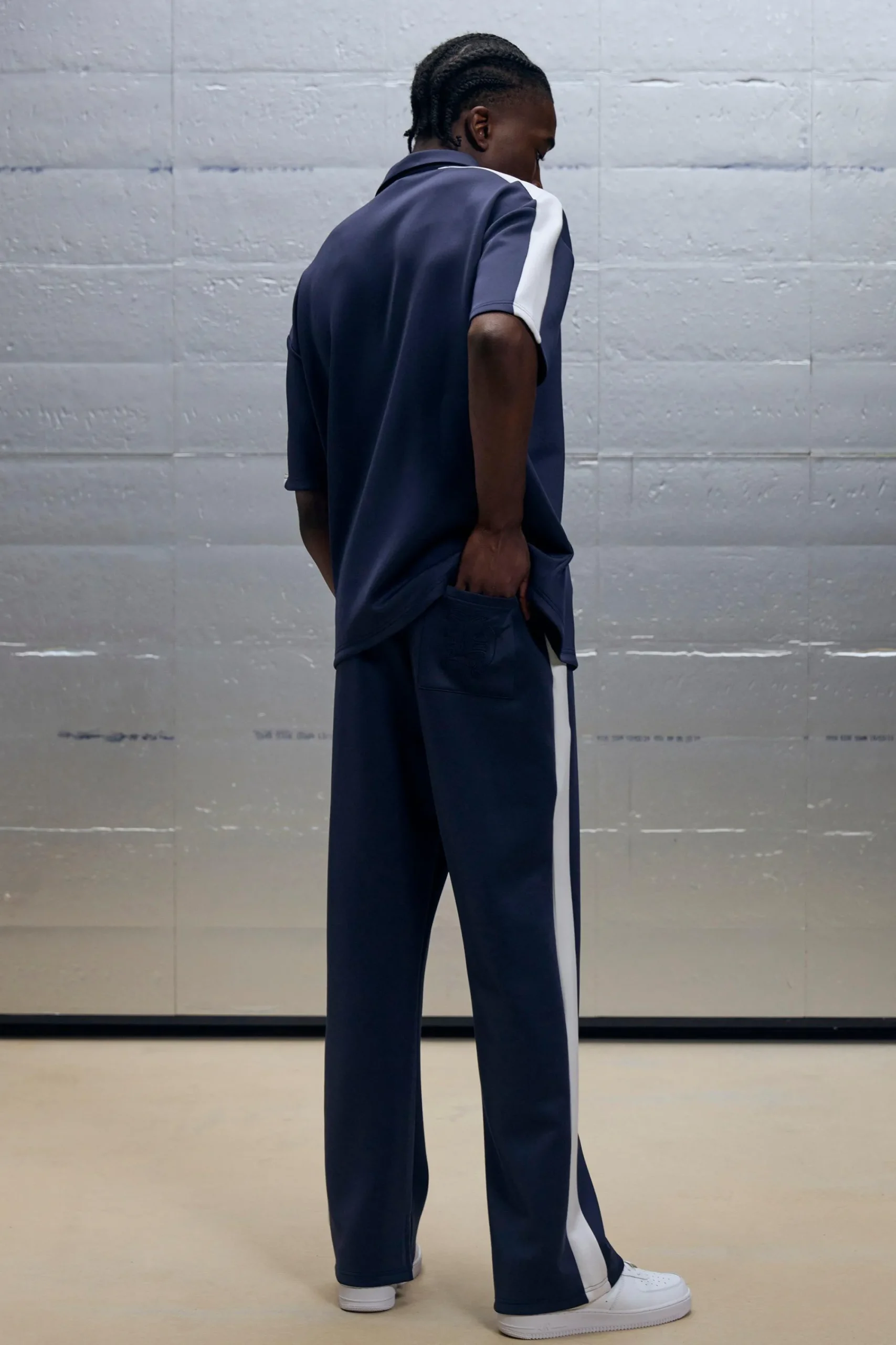 boohooMAN Oversized Scuba Colour Block Panel Polo & Jogger Set | UK| Tracksuits