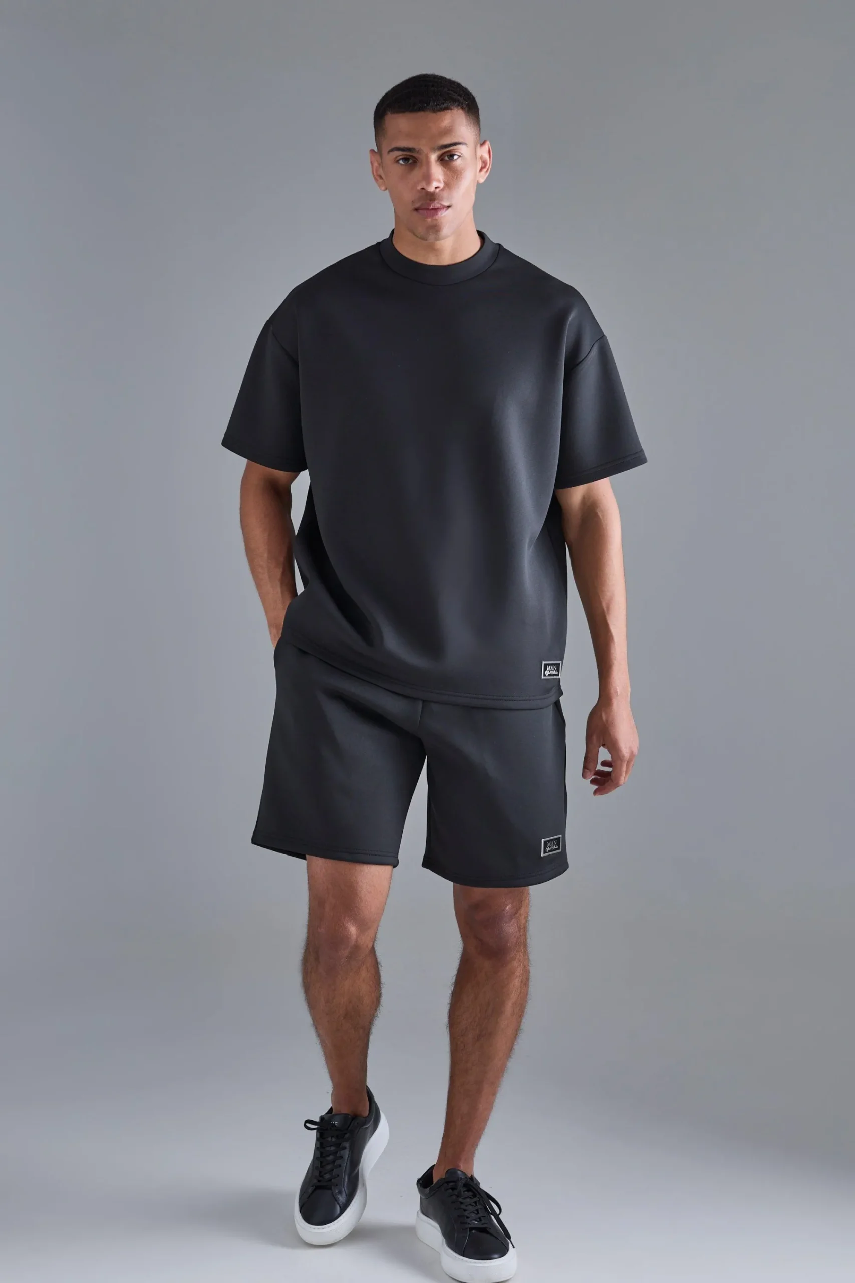 boohooMAN Oversized Scuba T-shirt & Relaxed Short Set | UK| Sets & Co-Ords|Tracksuits