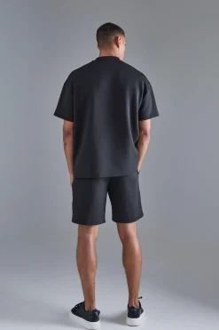 boohooMAN Oversized Scuba T-shirt & Relaxed Short Set | UK| Sets & Co-Ords|Tracksuits