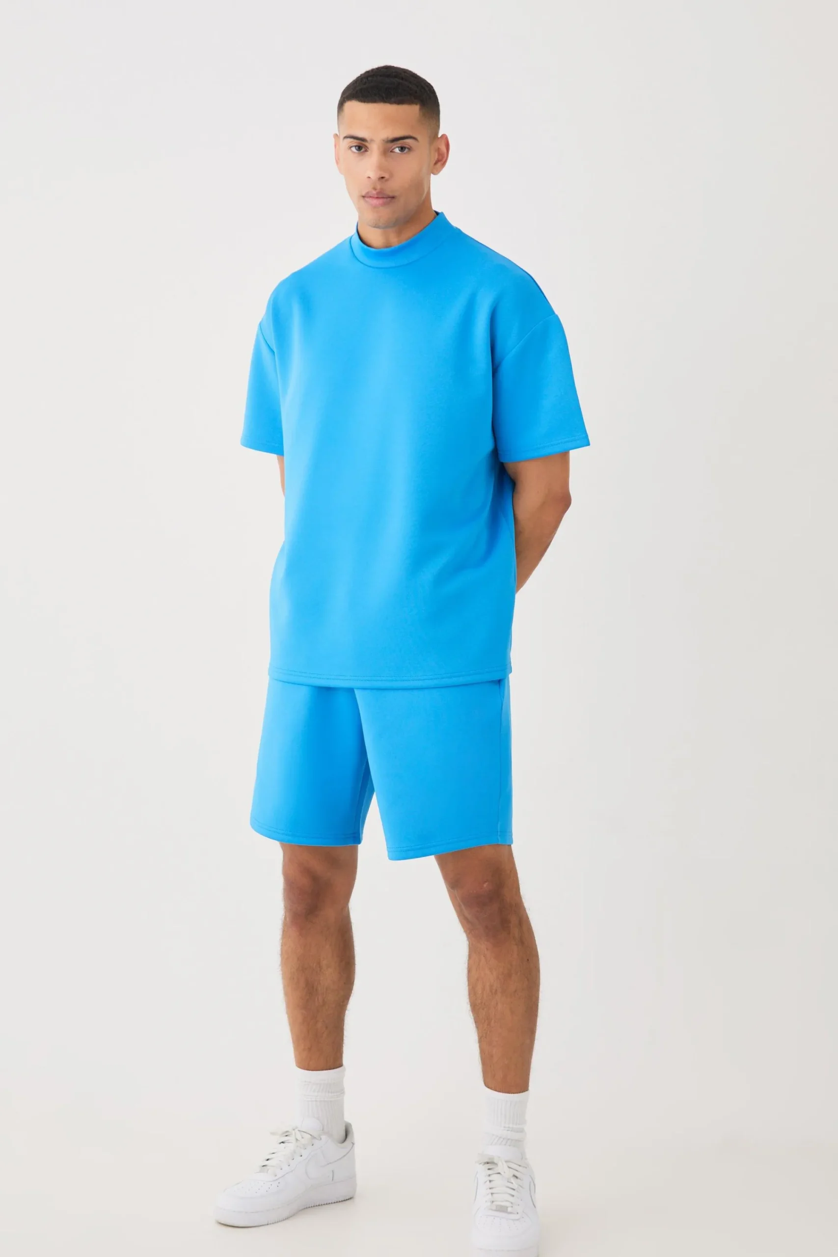 boohooMAN Oversized Scuba T-shirt & Relaxed Short Set | UK| Sets & Co-Ords|Tracksuits