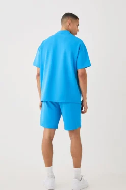 boohooMAN Oversized Scuba T-shirt & Relaxed Short Set | UK| Sets & Co-Ords|Tracksuits