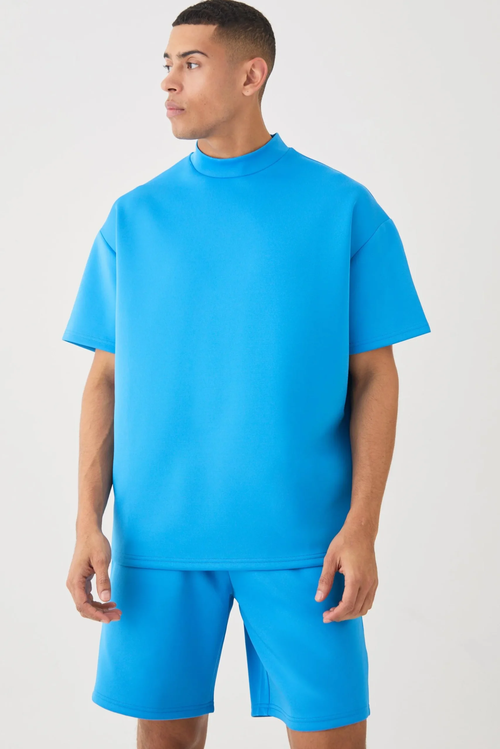 boohooMAN Oversized Scuba T-shirt & Relaxed Short Set | UK| Sets & Co-Ords|Tracksuits