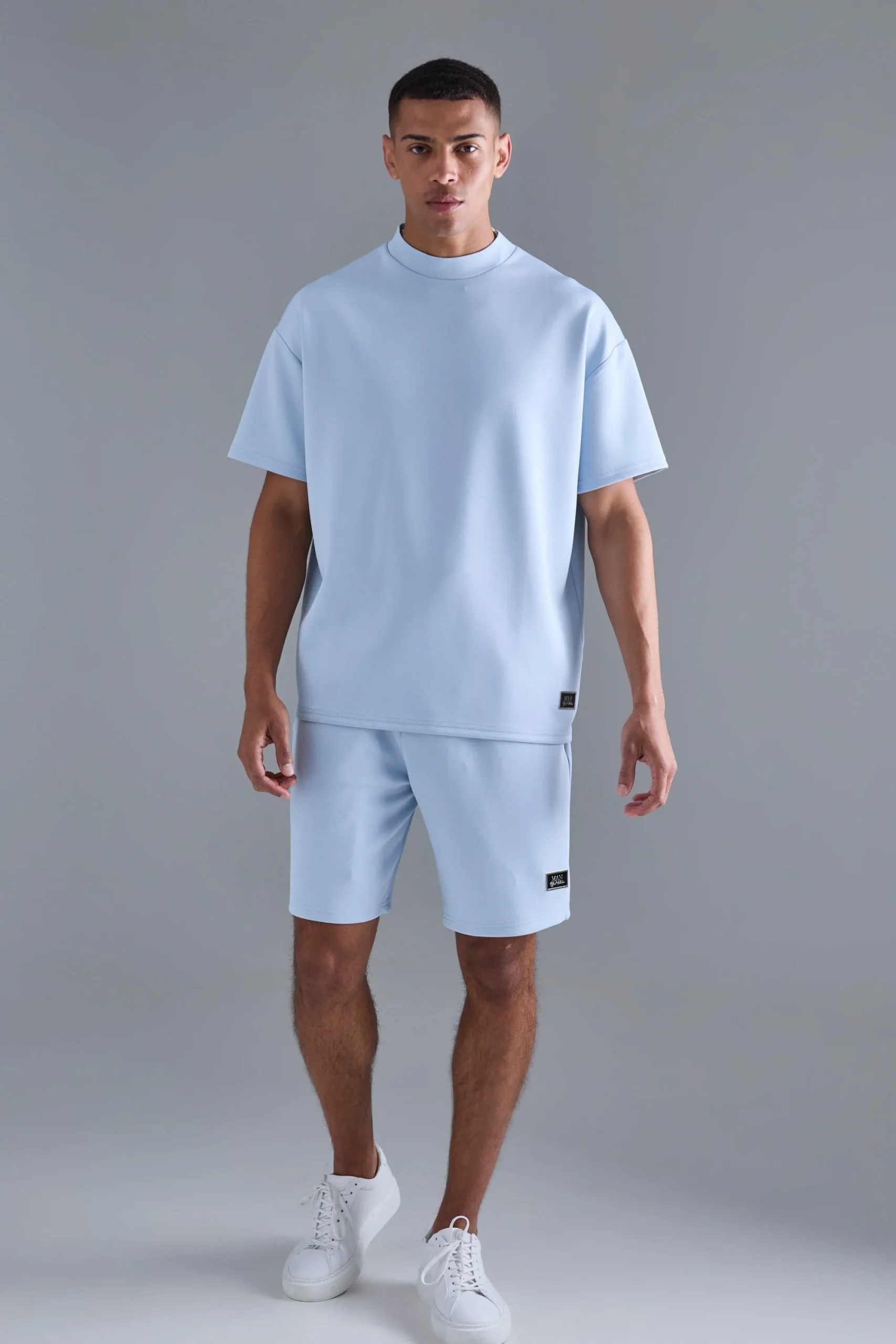 boohooMAN Oversized Scuba T-shirt & Relaxed Short Set | UK| Sets & Co-Ords|Tracksuits