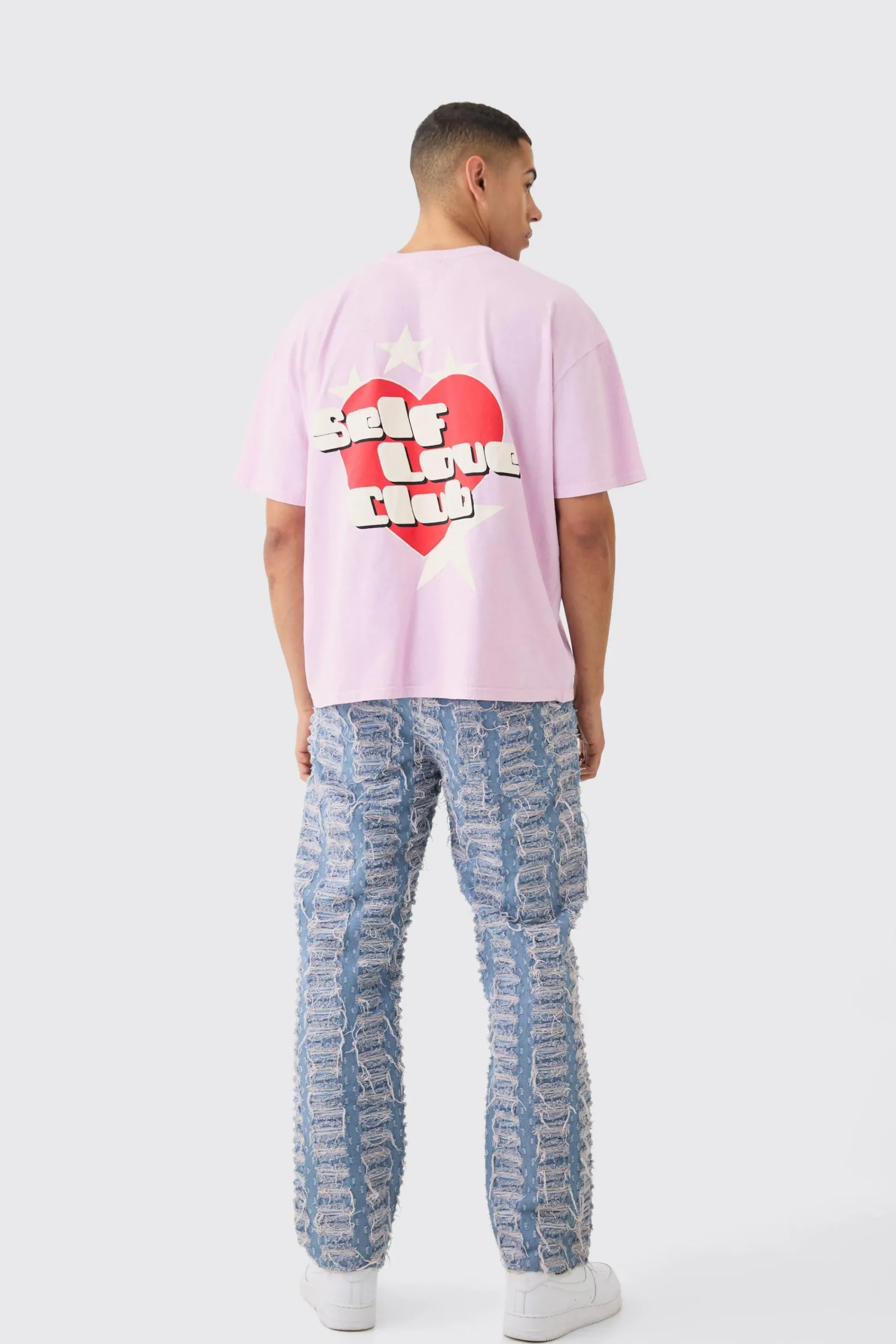 Oversized Self Love Club Back Print T-shirt | UK^boohooMAN Outlet