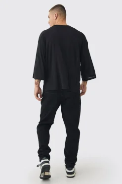 Oversized Semi Sheer Pocket Half Sleeve T-shirt | UK^boohooMAN Outlet