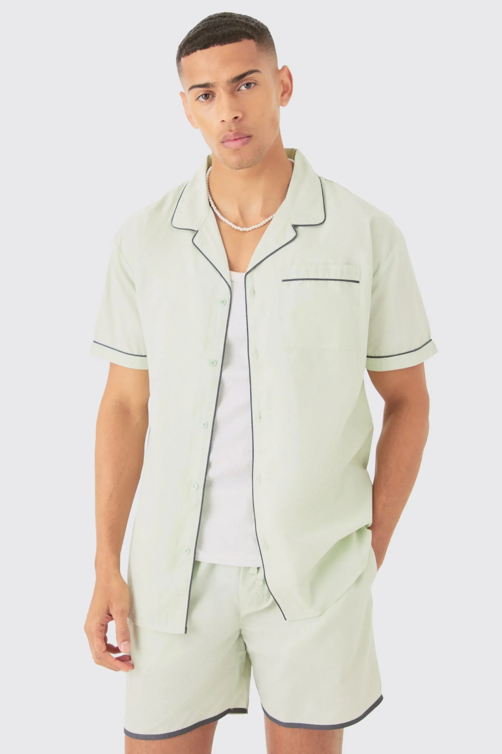 boohooMAN Oversized Shirt & Short Set | UK| Loungewear