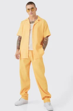 boohooMAN Oversized Short Sleeve Pleated Shirt & Straight Trouser Set | UK| Sets & Co-Ords
