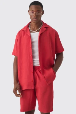 boohooMAN Oversized Short Sleeve Pleated Shirt And Short Set | UK| Sets & Co-Ords