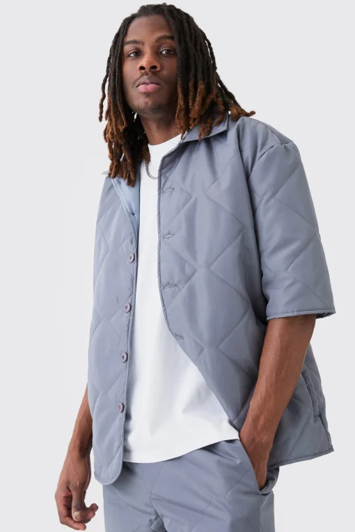 boohooMAN Oversized Short Sleeve Quilted Shirt | UK| Shirts