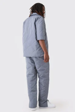 boohooMAN Oversized Short Sleeve Quilted Set | UK| Sets & Co-Ords