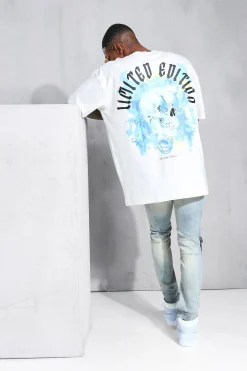 Oversized Skull Graphic Extended Neck T-shirt | UK^boohooMAN Discount