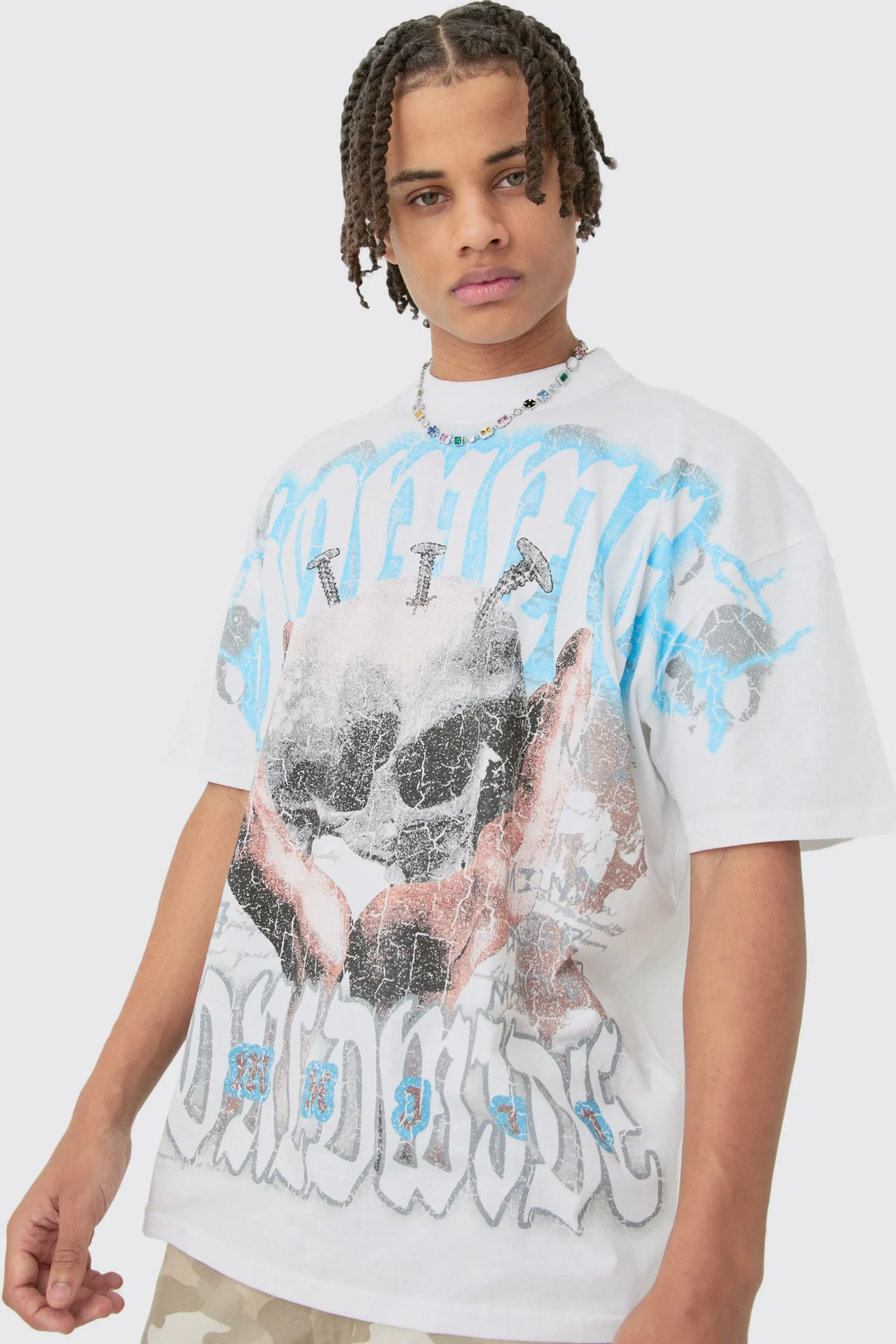 Oversized Skull Over Seams Graphic T-shirt | UK^boohooMAN Best