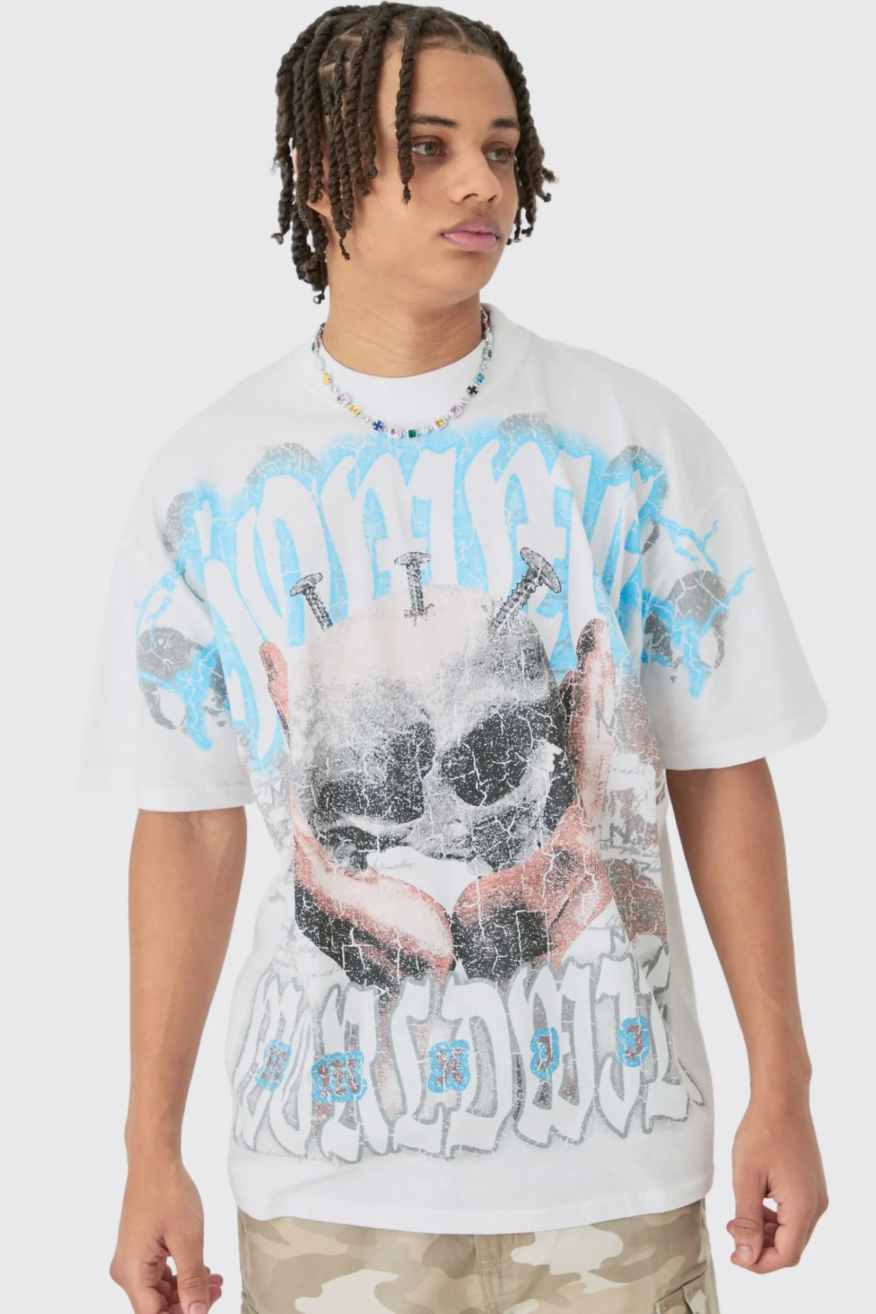 Oversized Skull Over Seams Graphic T-shirt | UK^boohooMAN Best