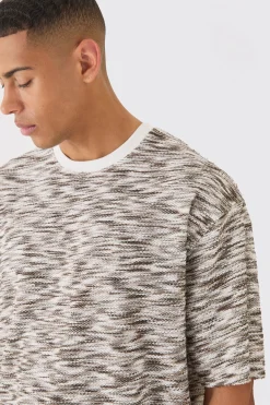 boohooMAN Oversized Slub Boucle Short Sleeve Sweatshirt | UK| Hoodies & Sweatshirts