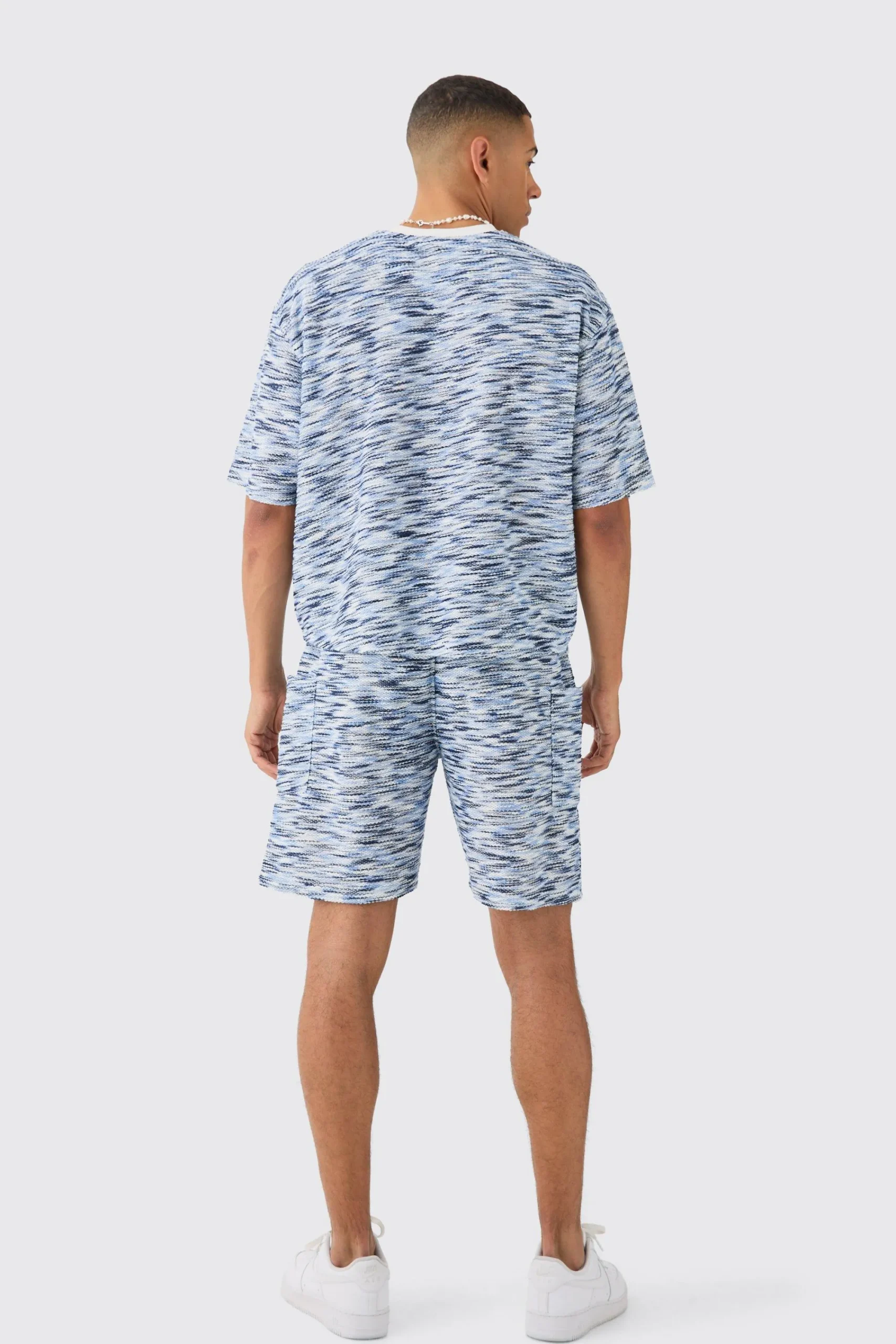 boohooMAN Oversized Slub Boucle Sweatshirt & Short Tracksuit | UK| Tracksuits