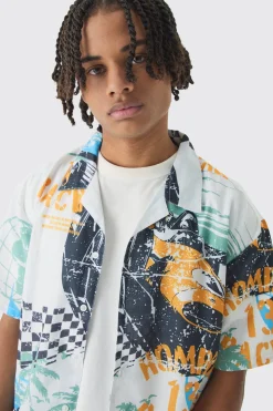 Oversized Slub Moto Shirt | UK^boohooMAN Clearance